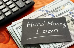 Conceptual hand written text showing Hard money loan